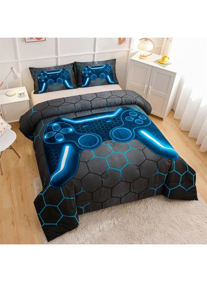 NTBED Game Console Comforter Set for Boys Girls Kids Geometric Lightweight Microfiber Bedding Sets (Gray, Twin) - Image 2