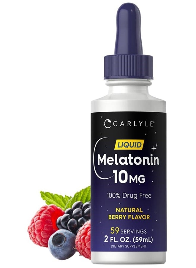 Carlyle Melatonin 10mg | 2 fl oz Liquid Drops | Berry Flavor | for Adults | Non-GMO, Vegetarian Supplement - Image 1