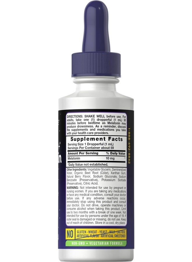 Carlyle Melatonin 10mg | 2 fl oz Liquid Drops | Berry Flavor | for Adults | Non-GMO, Vegetarian Supplement - Image 2