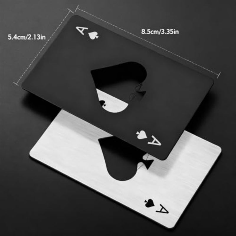 4 Pcs Credit Card Bottle Openers, 2 Black and 2 Silver Ace of Spades Bottle Opener, Stainless Steel Beer Opener for Wallet Pocket - Image 2