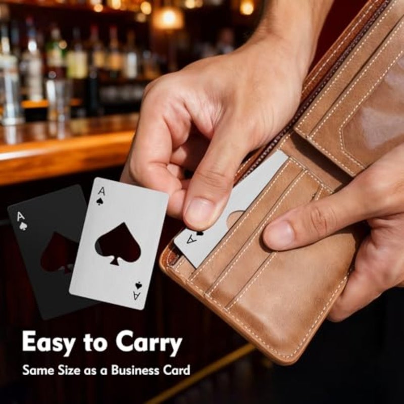 4 Pcs Credit Card Bottle Openers, 2 Black and 2 Silver Ace of Spades Bottle Opener, Stainless Steel Beer Opener for Wallet Pocket - Image 4