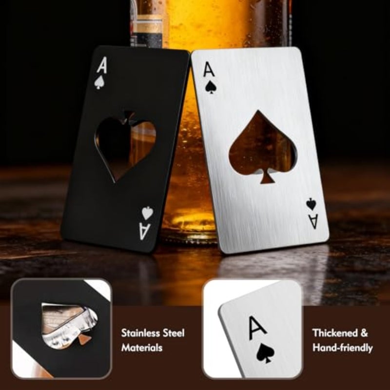 4 Pcs Credit Card Bottle Openers, 2 Black and 2 Silver Ace of Spades Bottle Opener, Stainless Steel Beer Opener for Wallet Pocket - Image 5