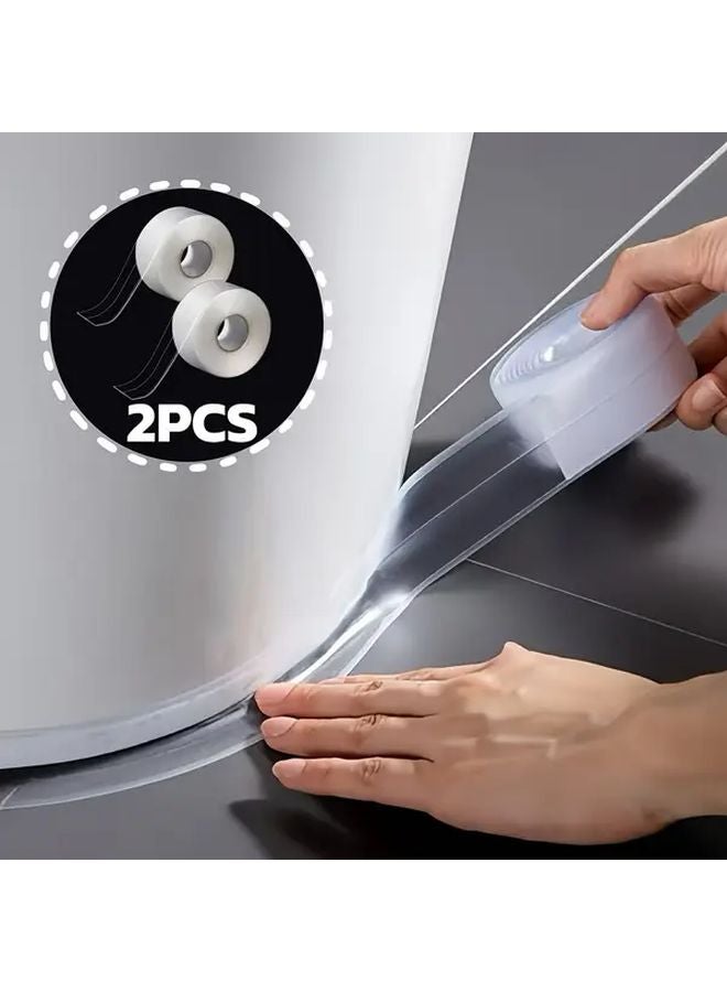 شريط لاصق ذاتي للإغلاق من البولي فينيل كلورايد، مقاس 1.5 بوصة × 125.9 بوصة، قطعتان للحمام ومطبخ حوض المغسلة - Image 2