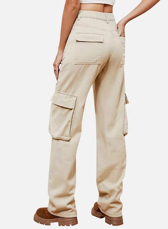 YUNIQEE Beige Denim Cargo Pants