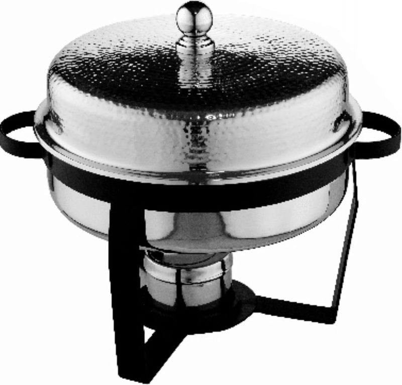 Servewell VN529WSH Round Chafing Dish - Stainless Steel Hammer Finish, 7L Capacity - Image 1