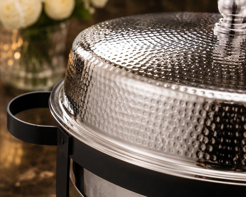 Servewell VN529WSH Round Chafing Dish - Stainless Steel Hammer Finish, 7L Capacity - Image 5