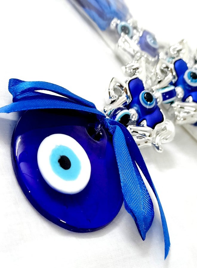 RMCG Traders Evil Eye Wall Hanging with 3 Running Horses for Home Entrance Door | Nazar Suraksha Hanging | Vastu & Feng Shui Good Luck Decor for Home, Office, Shop (Blue) - Image 4