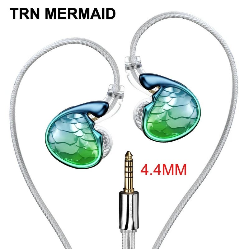 TRN Mermaid Hybrid Driver Earphones 1BA+1DD+2Planar, Hi-Fi In-Ear Monitor, Green 4.4mm - Image 1