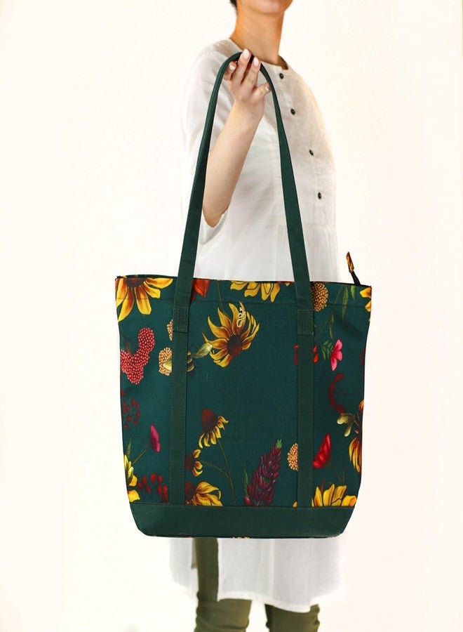 KOLOROBIA Summer-tote-bag-large with multicolor | decent & unique design on bag | strong Handle | material- canvas | 1 internal zipper pocket with a card slot - Image 4