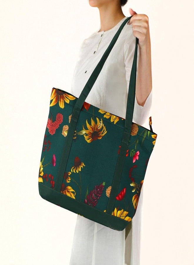 KOLOROBIA Summer-tote-bag-large with multicolor | decent & unique design on bag | strong Handle | material- canvas | 1 internal zipper pocket with a card slot - Image 3