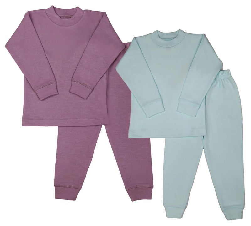 Funny Bunny Pack of 2 Kid's Thermal Underwear Set, High Neck Long Sleeve Top and Jogger Pants - Image 1