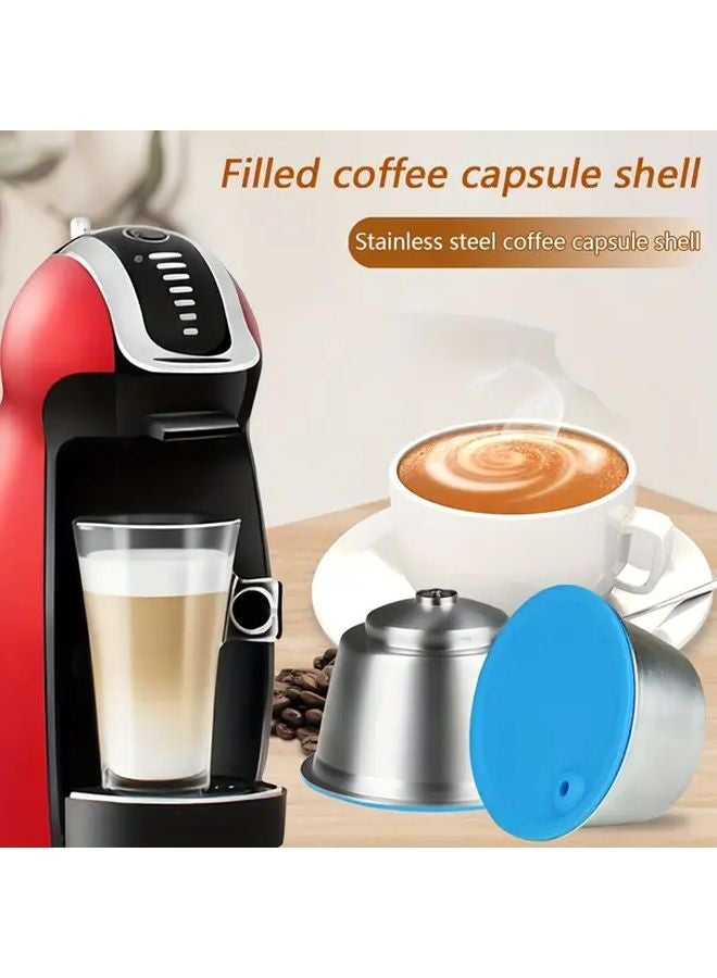 Blue Cap Stainless Steel Reusable Coffee Capsule Filter Easy Clean Espresso Machine - Image 2