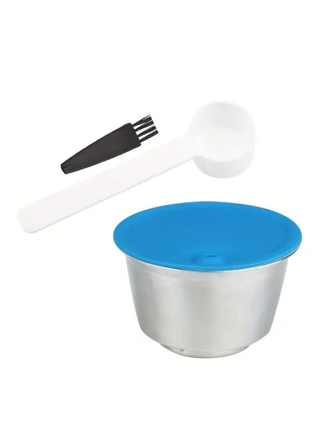 Blue Cap Stainless Steel Reusable Coffee Capsule Filter Easy Clean Espresso Machine - Image 1