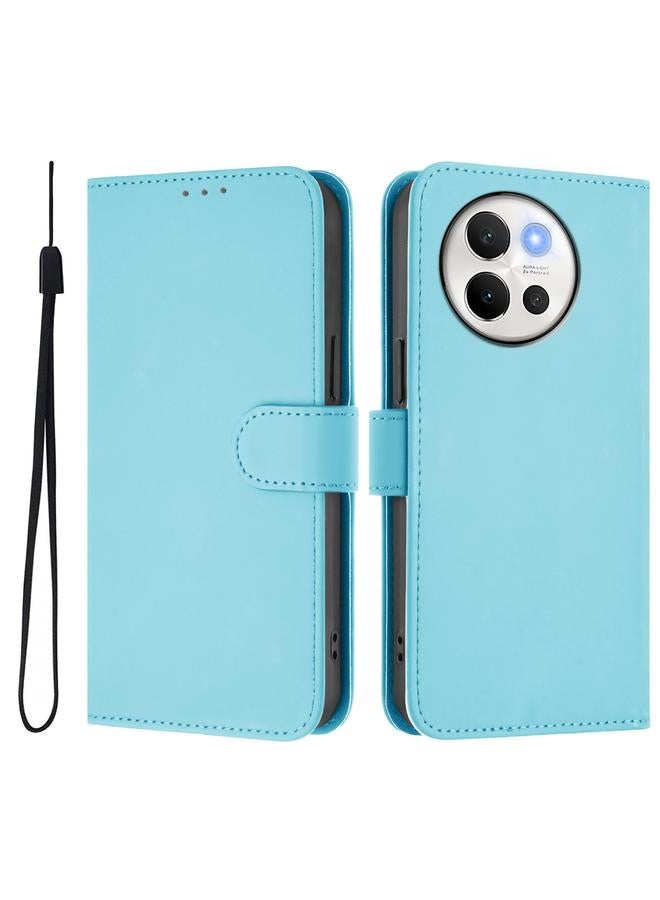 erorex Case For vivo V40 Lite 5G / V30E 5G Global Skin Feel Solid Color Leather Phone Case with Lanyard - Image 2