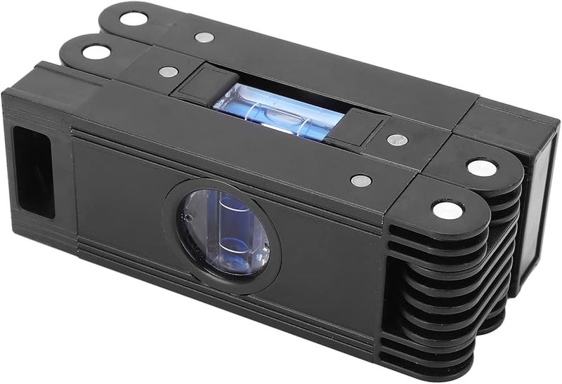 مستوى ألومنيوم أسود قابل للطي من 3 أقسام مع أداة قياس زاوية قابلة للتعديل لأعمال النجارة والبناء - Image 1