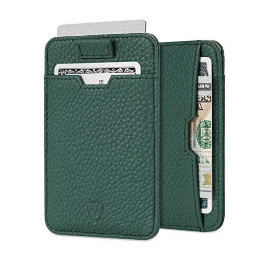 Vaultskin CHELSEA Mens RFID Blocking Slim Leather Card Wallet - Minimalist Front Pocket Cardholder in Matt Green - Image 1
