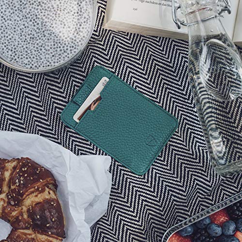 Vaultskin CHELSEA Mens RFID Blocking Slim Leather Card Wallet - Minimalist Front Pocket Cardholder in Matt Green - Image 2