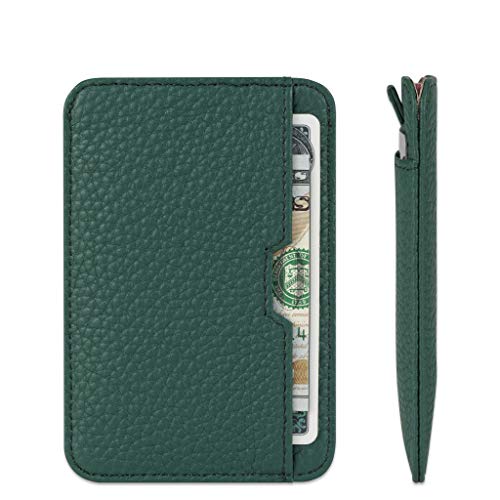 Vaultskin CHELSEA Mens RFID Blocking Slim Leather Card Wallet - Minimalist Front Pocket Cardholder in Matt Green - Image 4