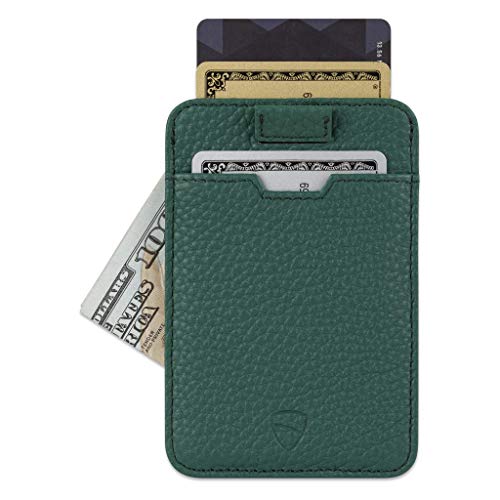 Vaultskin CHELSEA Mens RFID Blocking Slim Leather Card Wallet - Minimalist Front Pocket Cardholder in Matt Green - Image 3