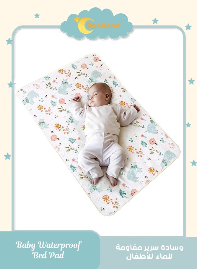 Bebiland 100x60cm Baby Waterproof Bed Pad, 3 Layer Breathable Washable Mattress Protector, Large Reusable Bed Wetting Pad and Changing Mat for Crib, Toddlers, Kids, Adults - Image 1