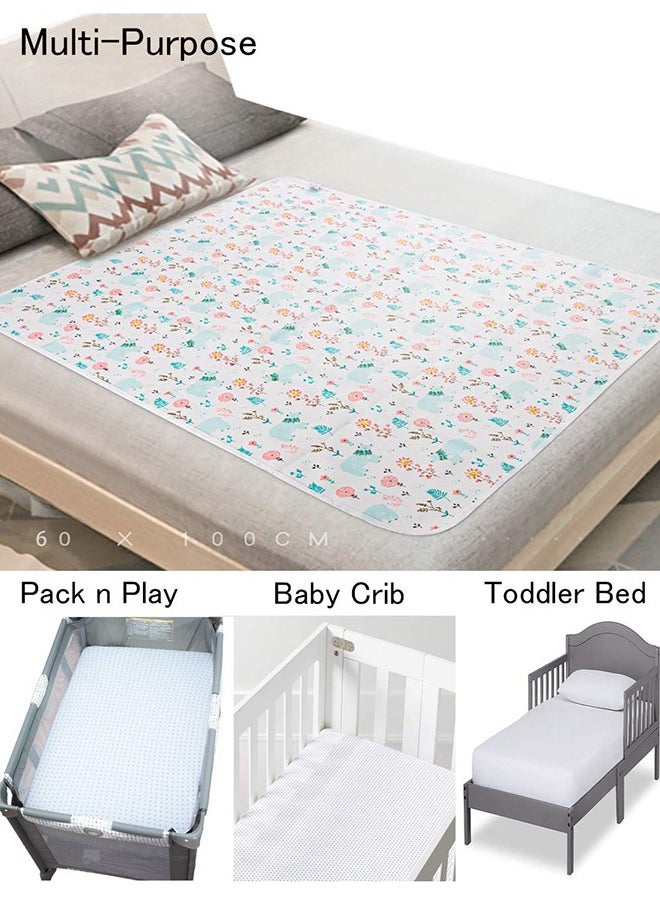 Bebiland 60x100cm Baby Waterproof Bed Pad, Bed Wetting Pads Washable for Kids,  Toddler Potty Training Pads for Pack  Play/Crib/Mini Crib Reusable Incontinence Underpads for Kids/Adult/Pets  - Image 2