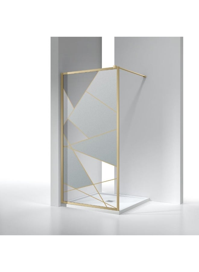 DANUBE HOME Milano Shower Partition Brush Gold+Silk Print 1000*2000 | Tempered Glass Shower Partition | Glass Shower Partition Eclosure For Toilet Bathroom Washroom Shower Room - Gold&Silk Print  - Image 1