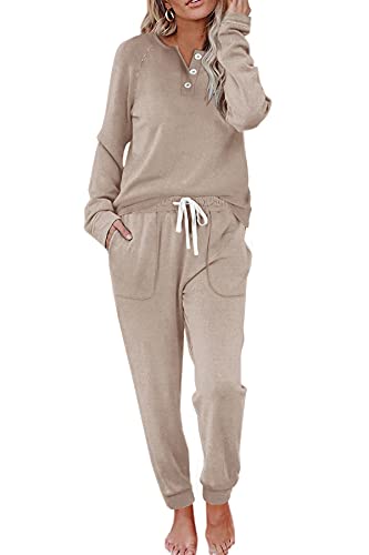 WIHOLL Sweatsuit for Women 2 Piece Outfits, Track Suits for Women Set Beige (XX-Large) - Image 1