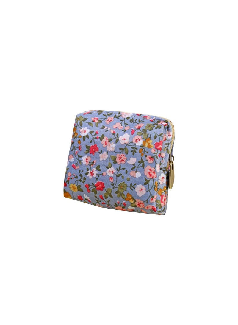 GGOOT Vintage Floral Printed Women Coin Purse Mini Wallet Handbag Pouch for Kids Girls Blue Durable and Useful 