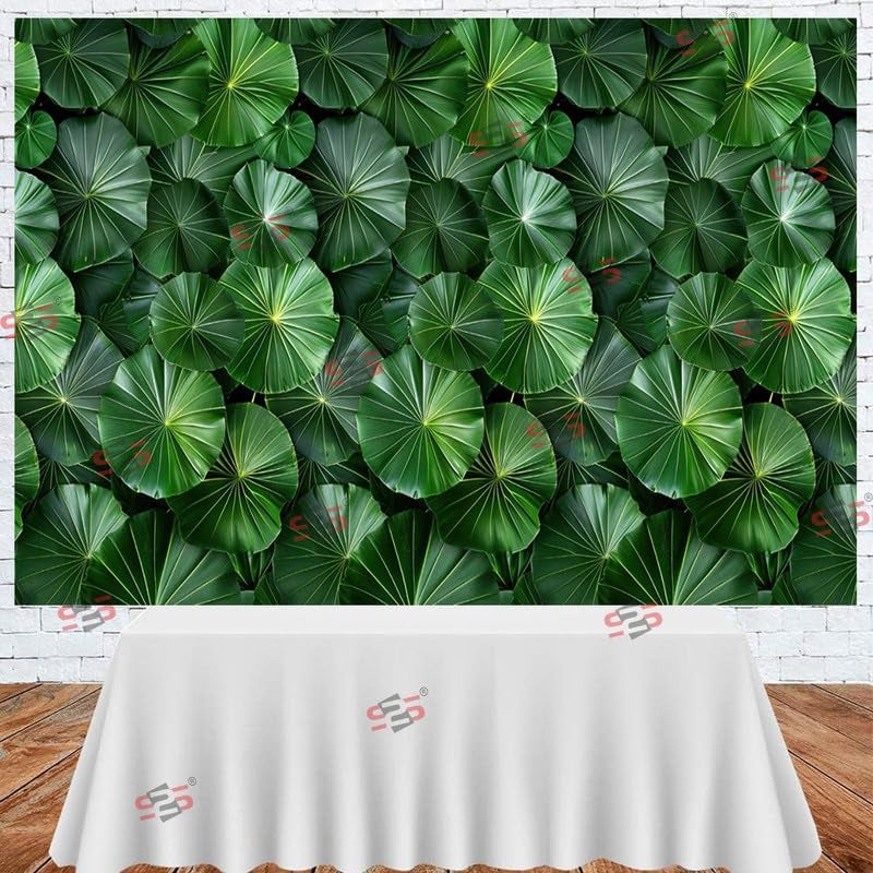 S2S Round Leaf Backdrop Cloth for Pooja Decoration Traditional, Background Decoration Cloth | Curtain Cloth for All Festival, Functions & Ceremonies - (5 x 8 Feet) (Round Leaf) - Image 3