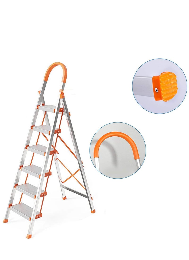 Generic 6-Step Aluminium Ladder with Non-Slip Steps Lightweight & Durable for Home Kitchen Office and Outdoor Use  Foldable Design for Easy Storage Maximum Stability and Safety  - Image 1