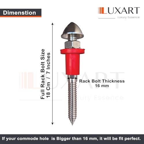 LUXART Racks Bolt EWC & Wall Hung (SS 304) wall Mount Commode Rack Bolt 16mm thikness, installation screw set with full accessories for wall mounted commode - Image 2