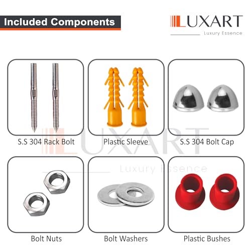 LUXART Racks Bolt EWC & Wall Hung (SS 304) wall Mount Commode Rack Bolt 16mm thikness, installation screw set with full accessories for wall mounted commode - Image 4