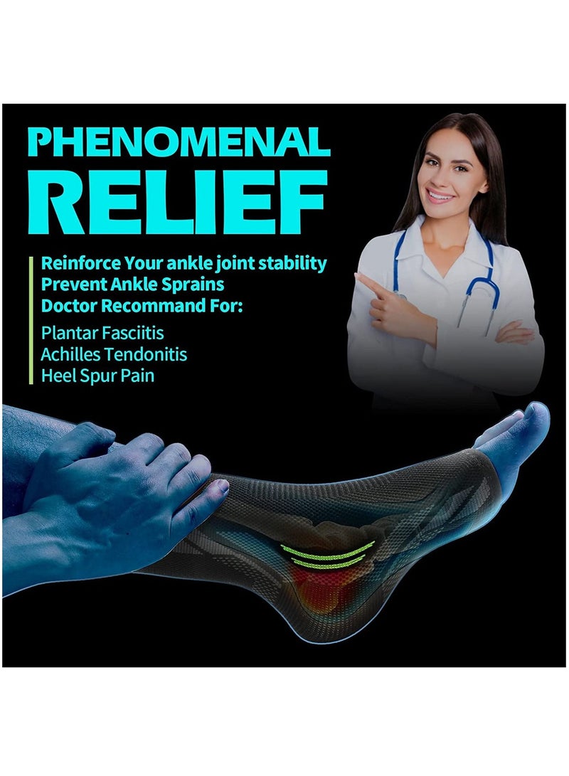 Excefore Ankle Brace Compression, 1 Pair Ankle Sleeve for Sprained Ankle, Injury Recovery, Joint Pain, Achilles Tendonitis Support, Plantar Fasciitis Sock Reduce Swelling, Heel Spur Pain (S)  - Image 3