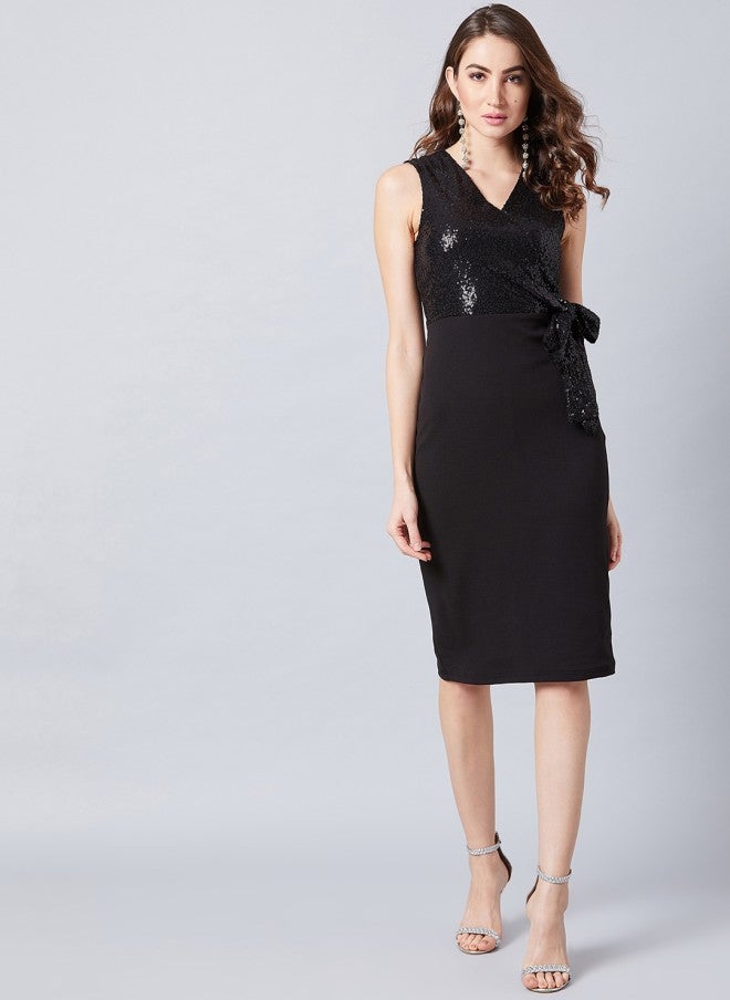 Athena فستان ضيق مزين باللون الأسود للنساء - Image 3