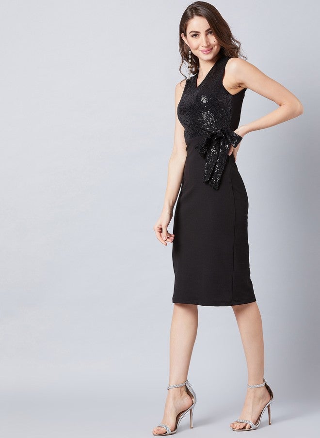 Athena فستان ضيق مزين باللون الأسود للنساء - Image 5