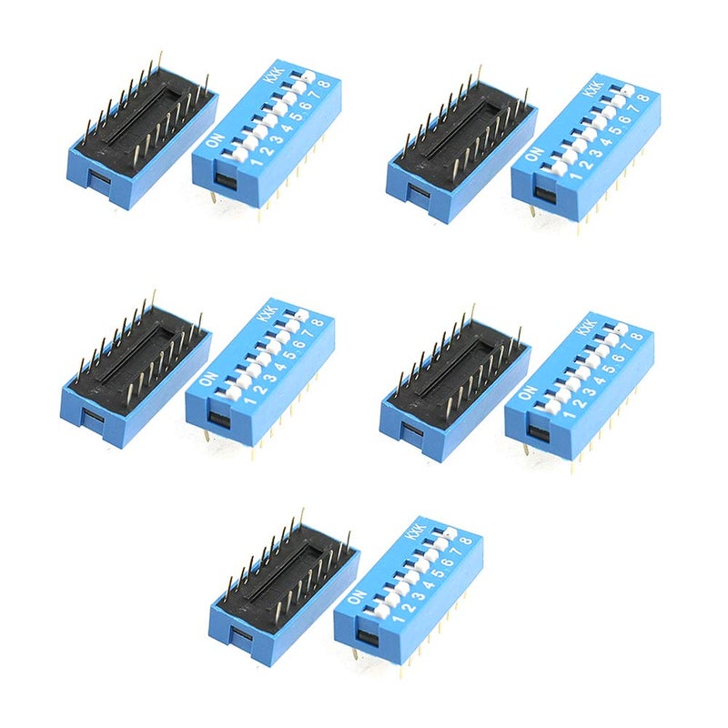 Dahszhi Double Row Dip Switch Assorted 8 Positions 2.54mm Pitch 16 Pin -10pcs - Image 1