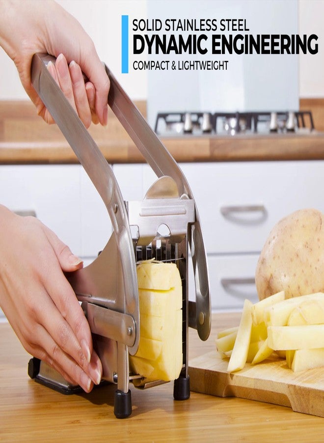 ICO French Fry Cutter, 2-blade Potato Slicer, French Fry Cutter For Potatoes with Non-slip Suction Lock Technology, Stainless Steel French Fry Press - Image 4