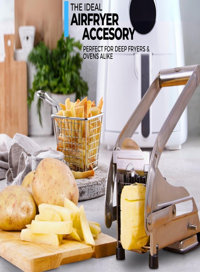 ICO French Fry Cutter, 2-blade Potato Slicer, French Fry Cutter For Potatoes with Non-slip Suction Lock Technology, Stainless Steel French Fry Press - Image 2