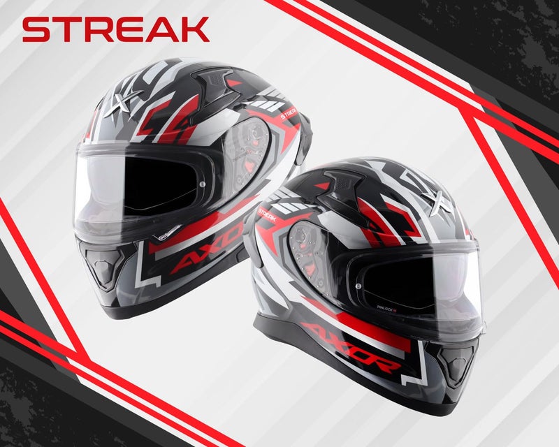 Axor Apex Streak ISI ECE and DOT Certified Matte Finish Full Face Helmet for Men with Pinlock Fitted Outer Clear and Inner Sun Smoke Visor- Dull Black Red Helmet-XL - Image 3