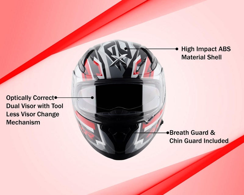 Axor Apex Streak ISI ECE and DOT Certified Matte Finish Full Face Helmet for Men with Pinlock Fitted Outer Clear and Inner Sun Smoke Visor- Dull Black Red Helmet-XL - Image 5