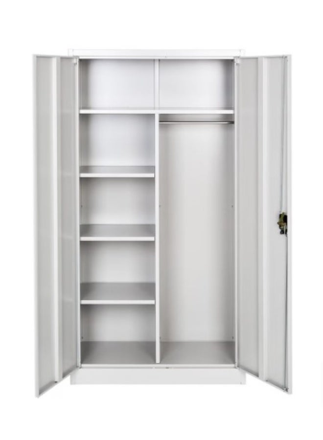 MAF furniture خزانة تخزين فولاذية MAF مع رفوف وعامود تعليق، 185H x 90W x 40D سم، رمادي، قابلة للقفل - Image 5