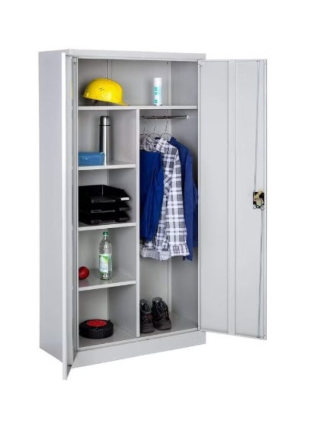 MAF furniture خزانة تخزين فولاذية MAF مع رفوف وعامود تعليق، 185H x 90W x 40D سم، رمادي، قابلة للقفل - Image 3