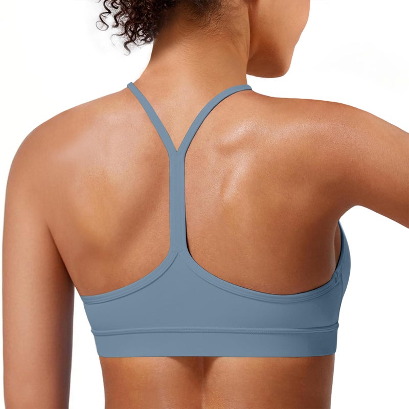 MIRITY Padded Y-Back Sports Bra for Women - Racerback Low ImpactYoga Workout Top with Spaghetti Strap Pack of 3 - Image 3