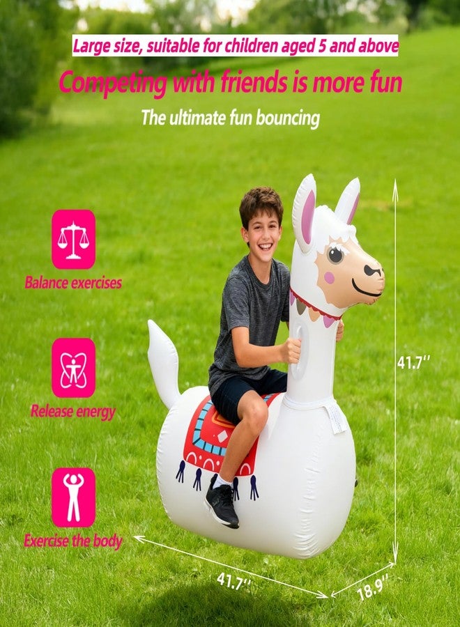 GEEQUFLOAT Inflatable Bouncy Leopard & Alpaca Toys 2PCS,Heavy Duty Giant Inflatable Bouncy Toys For Age 5+ with Air Pump ,Indoor Outdoor Ride On Bouncy Animal Hopper Toy,220lbs Load Capacity Gifts For Boys Girls - Image 5