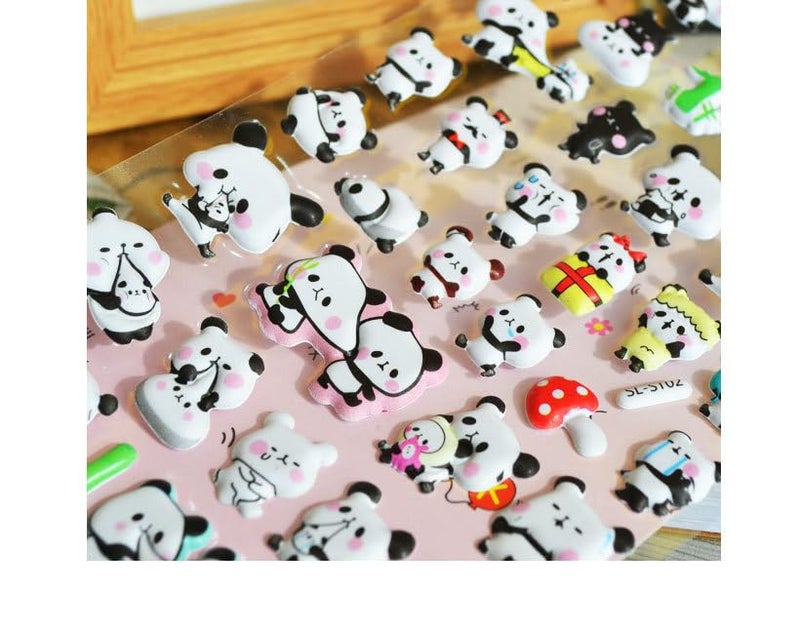 DEOXY Pack of 4 Panda Three-Dimensional PVC Bubble Children's Kindergarten Children's Reward Stickers 3D Envelope Seal Decorations (DX-0017) - Image 2