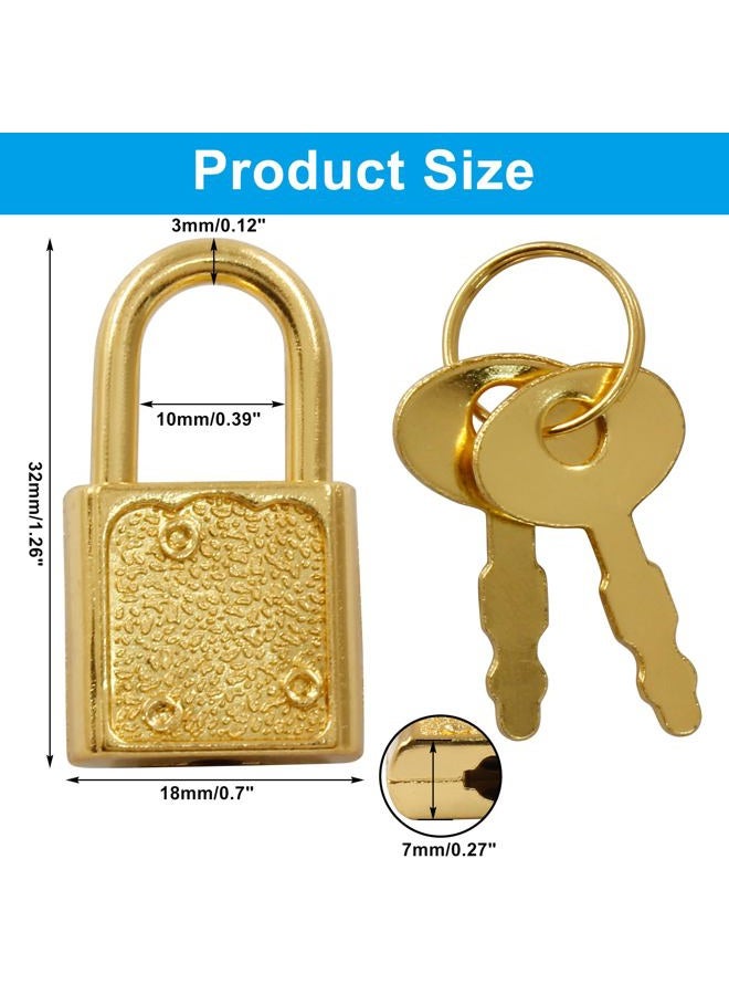 Unlorspy 10 Pcs Gold Mini Padlock with Key, Small Luggage Locks,32 x 18 x 7mm Zinc Alloy Mini Diary Lock for Jewelry Box, Luggage and Backpack - Image 2