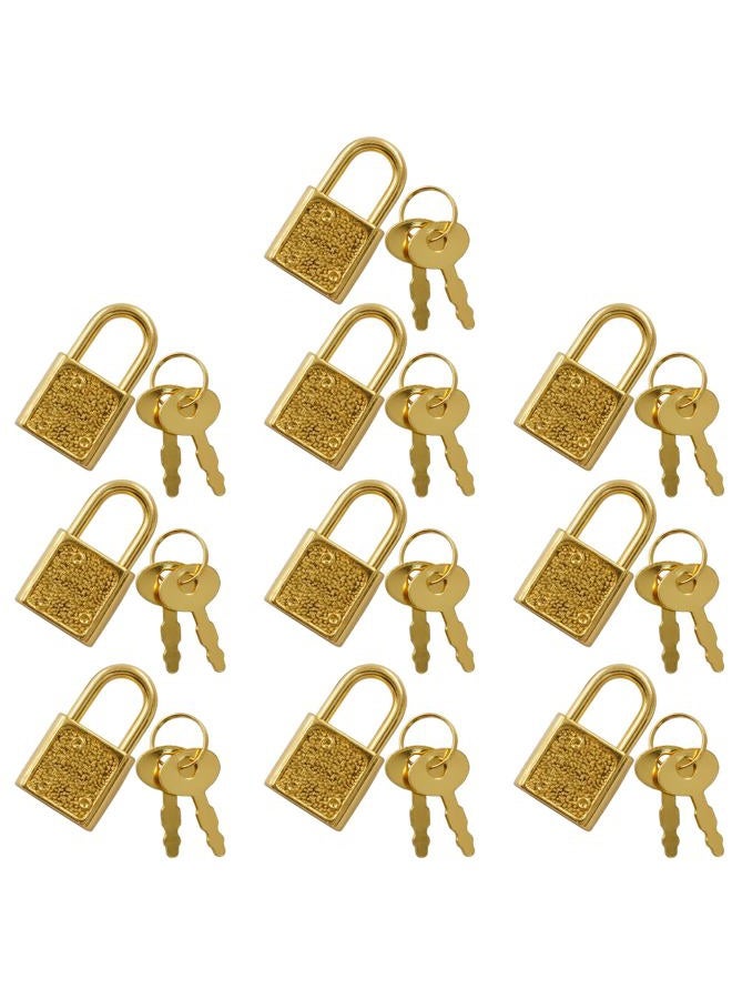 Unlorspy 10 Pcs Gold Mini Padlock with Key, Small Luggage Locks,32 x 18 x 7mm Zinc Alloy Mini Diary Lock for Jewelry Box, Luggage and Backpack - Image 5