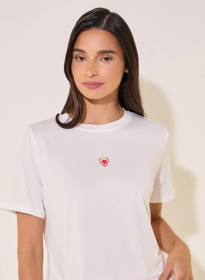 Take Two Take Two Heart Print Regular Fit T-Shirt and Pyjama Pants Set