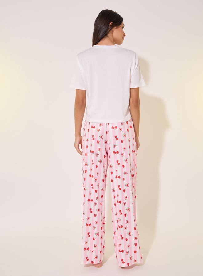 Take Two Take Two Heart Print Regular Fit T-Shirt and Pyjama Pants Set  - Image 5