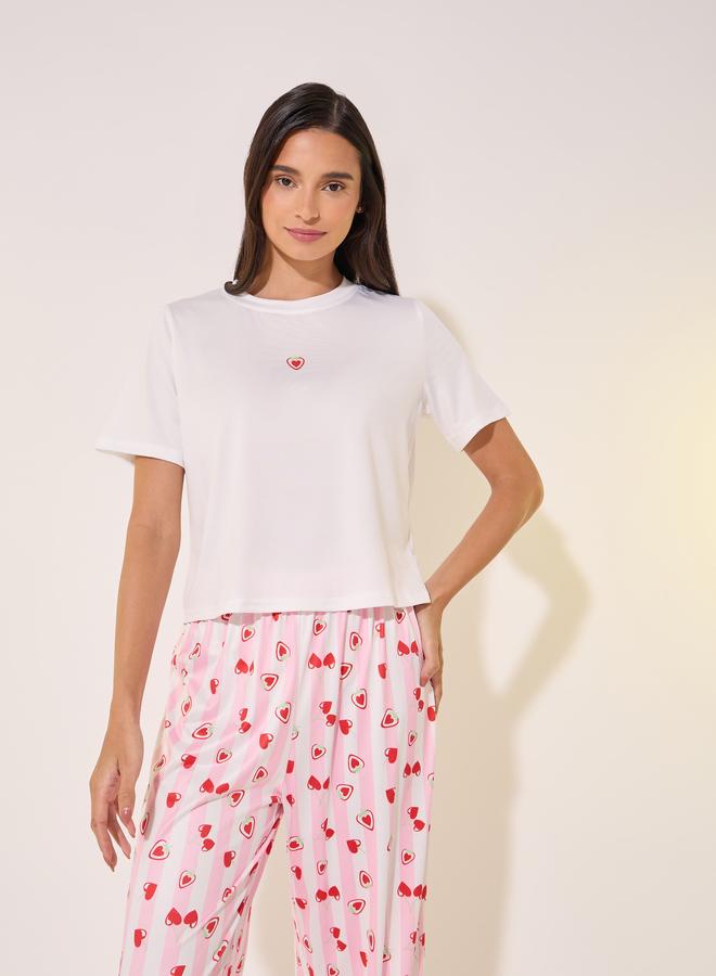 Take Two Take Two Heart Print Regular Fit T-Shirt and Pyjama Pants Set  - Image 2
